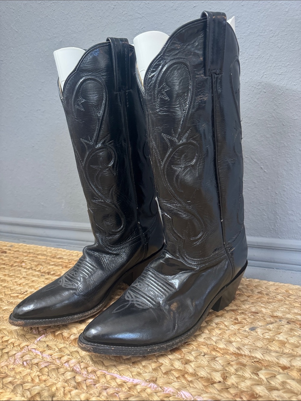 Men's Black Leather Western Cowboy Boots